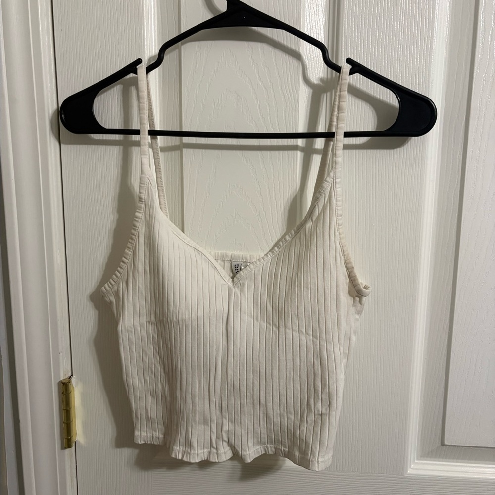 Divided Cream Ribbed Camisole